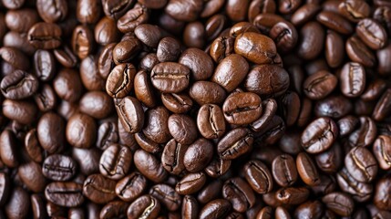 Obraz premium Dark coffee beans arranged in a heart shape