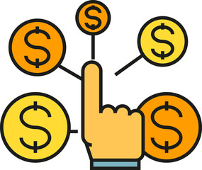 Finger Hand and Dollar Network Icon
