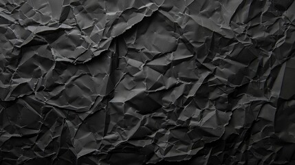 Creased crumpled black paper with grungy texture