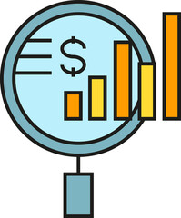 Financial Data and Magnifier Icon
