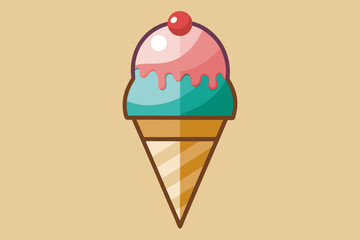  Ice cream cone vector art illustration