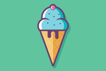  Ice cream cone vector art illustration