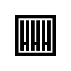 Letter HHH logo design template elements, triple H geometric logo monogram, square shape typography logo, black on white background
