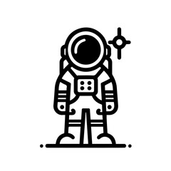 Astronaut Outline Illustration Vector Set. Astronaut Silhouette Black Vector Illustration, Astronaut Silhouette in spacesuits, Spaceman Silhouette..