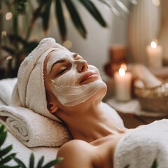 Woman Relaxing With Facial Mask at Spa During Daytime