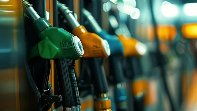 Colorfull fuel gasoline dispenser background. Fuel pumps station