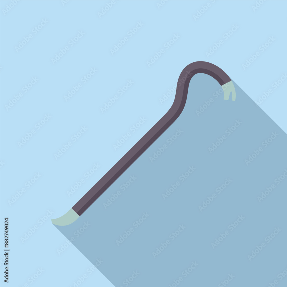 Poster crowbar is lying on a blue background, casting a shadow