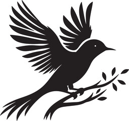 Vector silhouette bird in black and white