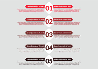 red Infographic design business template Vector for diagram, label, presentations, workflow layout, banner, flow chart, info graph