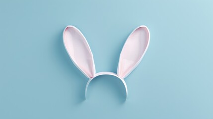 Easter minimalist design with white rabbit ears on light blue backdrop