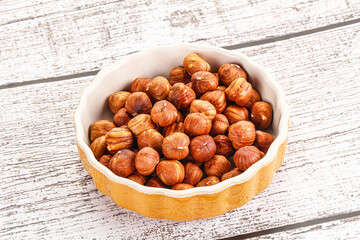 Heap of raw natural hazelnut