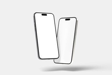 flaying smartphone mockup front view angle blank