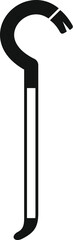 Crowbar with wooden handle forcing open a door, simple black style icon