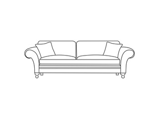 Sofa outline. Minimalist sofa outline icon vector. Luxury sofa in a simple Linear style. Editable stroke.
