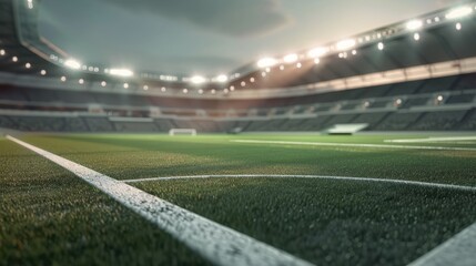 Evening stadium arena soccer field championship win.