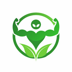 Gym Muscle Human Body Leaves Organic Logo Design Vector Art Illustration Template
