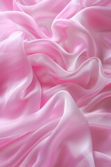 Obraz premium Close-up of smooth, pink satin fabric with elegant folds and a soft texture, ideal for backgrounds or fashion concepts.