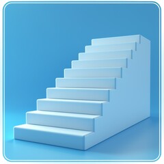 Fototapeta premium A 3D icon of a staircase leading upwards, representing progress and success. The realistic perspective and clean design convey a sense of advancement and achievement.