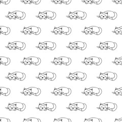 Fototapeta premium Seamless pattern with cat doodle for decorative print, wrapping paper, greeting cards, wallpaper and fabric
