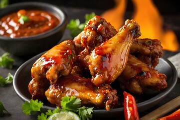 Spicy Feast Flame-Kissed Chicken Wings image Generated by Ai 