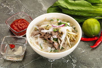 Vietnamese soup Pho Bo with beef