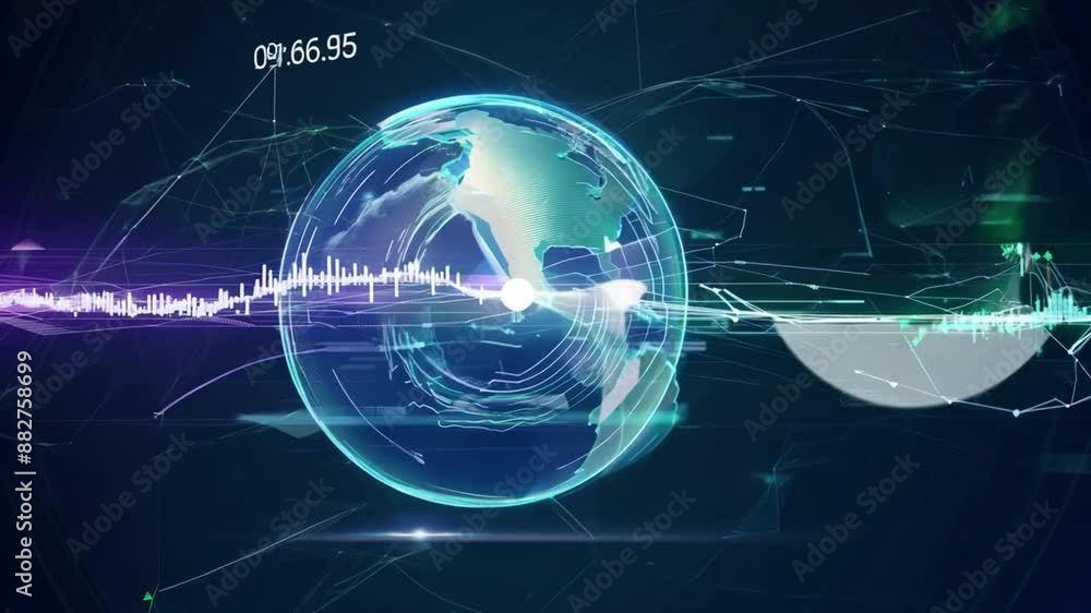 Poster digital globe data visualization generative ai
