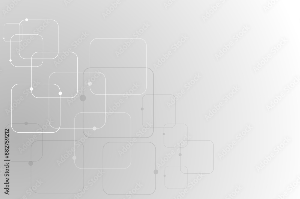 Poster Vector Grey graphic background dots with connections technologies and sharing data as abstract concept.