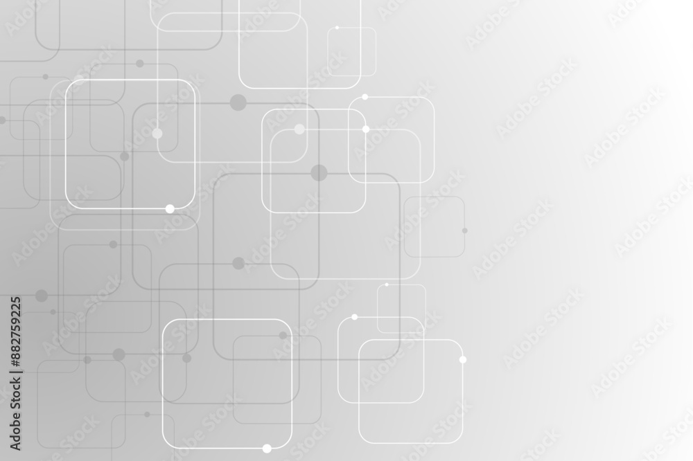 Aufkleber Vector Grey graphic background dots with connections technologies and sharing data as abstract concept.