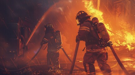 Firefighters in action extinguishing a blaze, illustrating the core duty of a fire department.