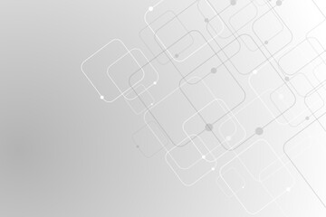 Obraz premium Vector background abstract technology communication data Science. Grey graphic background dots with connections technologies and sharing data as abstract concept.