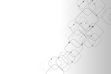 Obraz premium Vector background abstract technology communication data Science. Grey graphic background dots with connections technologies and sharing data as abstract concept.