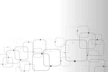 Obraz premium Vector background abstract technology communication data Science. Grey graphic background dots with connections technologies and sharing data as abstract concept.
