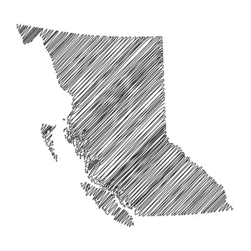 British Columbia Provinces Canada thread map line vector illustration