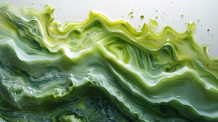 Obraz premium Fluid, green abstract texture resembling a river. The swirling patterns and varying shades create a dynamic, artistic effect