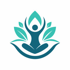 Love Human Hand Yoga Logo Template Design With Lotus Flower Symbol Vector Art Illustration