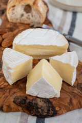 French soft Camembert cheese, original Camembert de Normandie made from raw cow milk