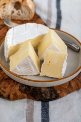 French soft Camembert cheese, original Camembert de Normandie made from raw cow milk