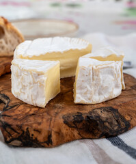 French soft Camembert cheese, original Camembert de Normandie made from raw cow milk