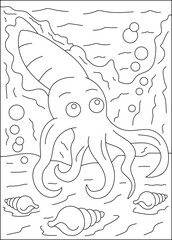 octopus sea animal coloring book page