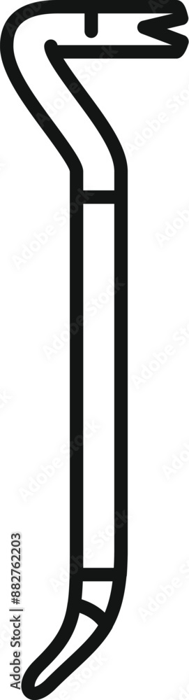 Poster black outline icon representing a crowbar, a tool used in construction for pulling nails or prying a