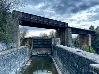 Historical Architecture: Railroad Bridge and Lock System in Kingston's Historic Site