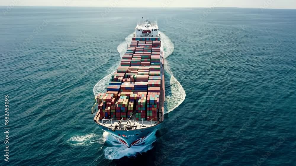 Aufkleber container ship sailing on open sea generative ai
