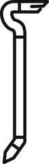 Black and white line drawing of a crowbar, a metal tool used for prying or leverage