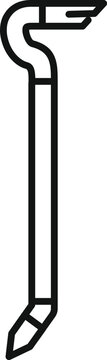 recommend clip art: Black and white line drawing of a crowbar, a metal tool used for prying or leverage