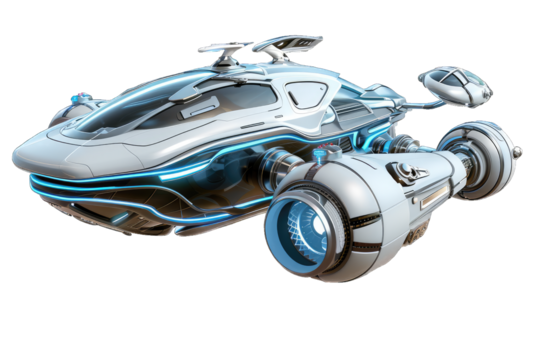Futuristic spacecraft with sleek design and advanced technology, perfect for sci-fi concepts and space exploration themes.