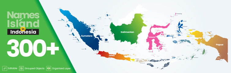 Details of the names of the islands in Indonesia, from the main island to the small islands.