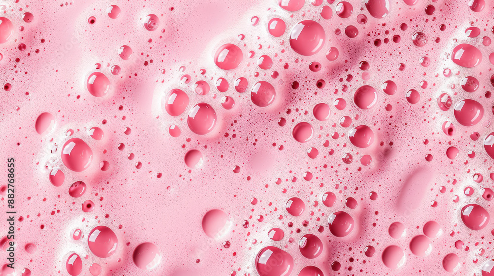 Aufkleber close-up of vibrant pink soap bubbles creating a playful and colorful texture, perfect for backgroun