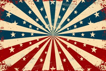 Vintage American Flag Sunburst Design