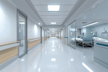 mockup office building interior. with symbol of hospital. 3D rendering