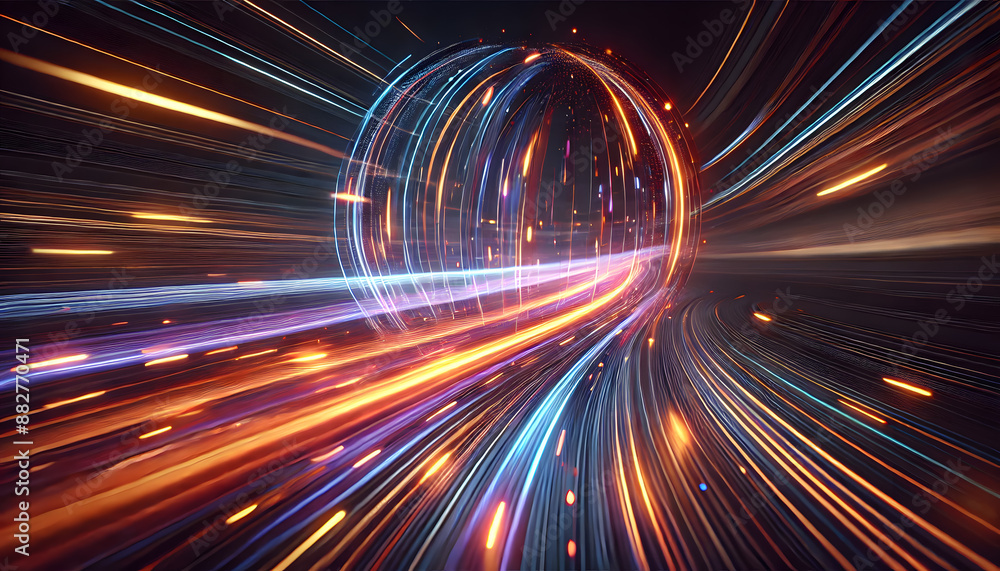 Aufkleber a captivating abstract image depicting a futuristic cosmic portal with swirling digital energy lumin
